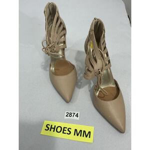 Womans Bcbg Generation Delphina Size 9 M Beige Strappy Laces Zip Heel Pumps